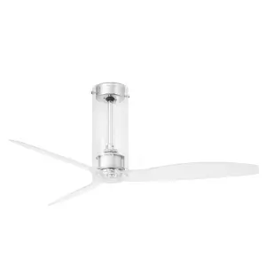 Luminosa Tube Medium Ceiling Fan Chrome, Clear - Optional LED Light Sold Separately