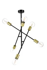 GoodHome Monzoni Black Gold effect 6 Lamp Pendant ceiling light, (Dia)515mm