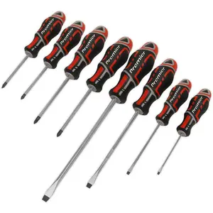 8-Pack Premium Soft Grip Screwdriver Set - Slotted & Phillips - Red Handle Tools