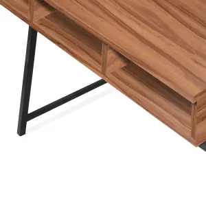 Nautilus Designs Walnut Computer Desk with Black Frame & Upper Storage Shelf