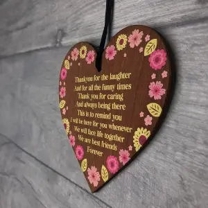 Red Ocean Best Friends Forever Wooden Heart Plaque - A Handmade Gift to Celebrate Your Unbreakable Bond Friendship