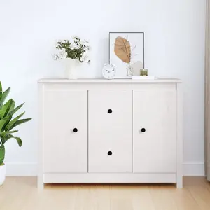 Torres 100Cm 2 Drawer Solid Wood Highboard White