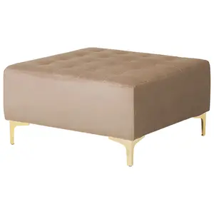 Corner Sofa with Ottoman ABERDEEN Sand Beige Velvet Left Hand