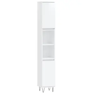 Berkfield Bathroom Cabinet High Gloss White 30x30x190 cm Engineered Wood