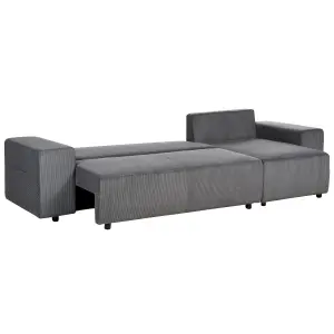 Corner Sofa LUSPA Dark Grey Corduroy Left Hand