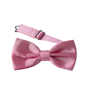 Rose Pink Satin Polyester Bow Tie for Casual & Formal Wear, Wedding Party Accessory