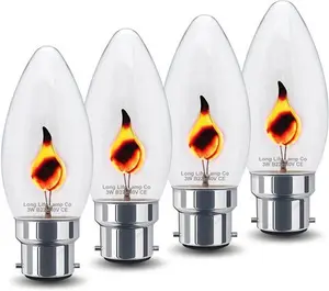 Long Life Lamp Company 4 X 3W Flicker Flame Candle Light Bulb B22 Bayonet