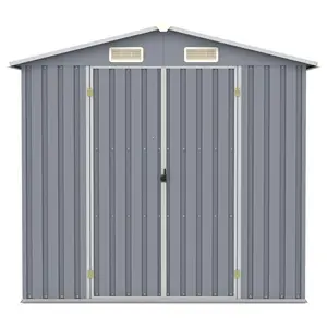 vidaXL Garden Shed 205 x 129 x 183 cm Galvanised Steel Grey