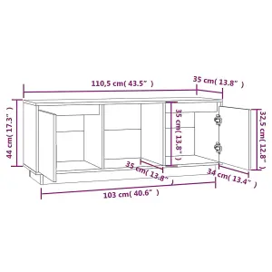 Berkfield TV Cabinet Black 110.5x35x44 cm Solid Wood Pine