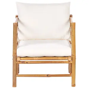 Garden Armchair CERRETO Bamboo Wood Off-White