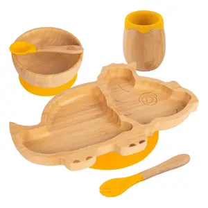 5pc Bamboo Dinosaur Baby Weaning Set - Yellow