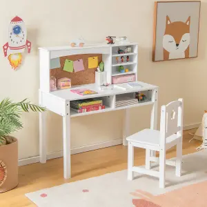 Costway Kids Desk and Chair Set Wooden Children Study Table &Chair Writing Table Set