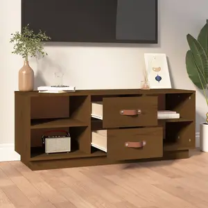 Berkfield TV Cabinet Honey Brown 100x34x40 cm Solid Wood Pine