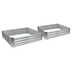 Square Galvanised Steel Raised Garden Beds - 120cm x 120cm - Pack of 2