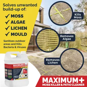 Decking & Patio Moss Killer will clean all hard surfaces 5L CONCENTRATE Makes 130 Litres