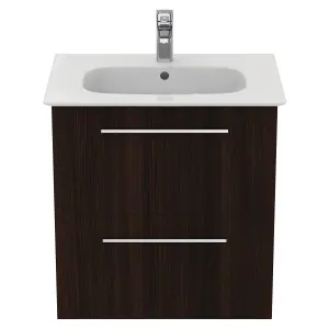 Ideal Standard i.life A Standard Matt Coffee Oak effect Wall-mounted Bathroom Vanity unit (H) 630mm (W) 600mm