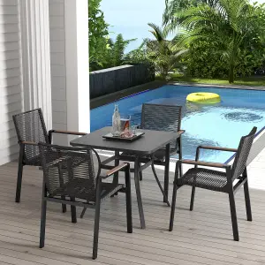 Costway 80cm Patio Dining Table Outdoor Metal Square Table w/ 4 Curved Legs