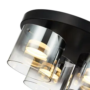 Luminosa Contemporary LED Shade Cluster Ceiling 5 Light Black, Glass 3000K