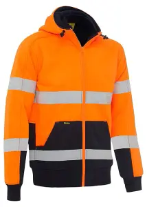 BISLEY WORKWEAR TAPED HI VIS ZIP FLEECE HOODIE WITH SHERPA LINING  ORANGE 6XL