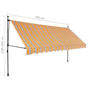 Berkfield Manual Retractable Awning with LED 350 cm Yellow and Blue