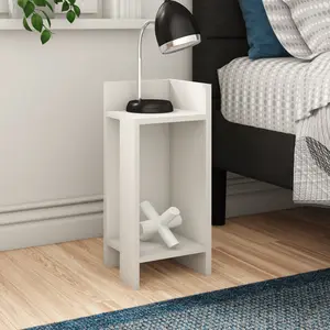 Lochlan Modern Compact Nightstand Bedside Table 25 x 27 x 60cm  Bedroom Furniture White / Right Orientation