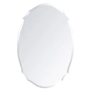 Robbyn Oval Glass Framed Wall Mounted Bathroom Mirror in Silver