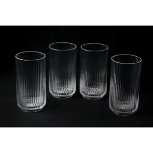 Ridged 650ml Acrylic Drinking Glass (Set of 4) Clear