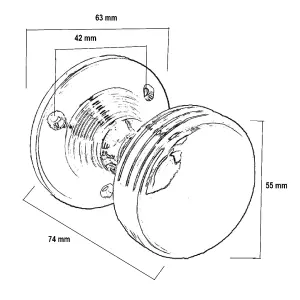 Door Knobs Reeded Heavy Duty Mortice Knob - Chrome Polished 64mm