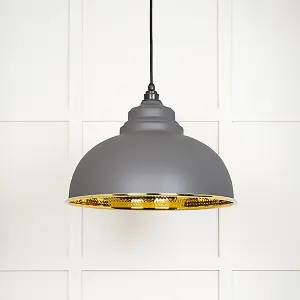 Hammered Brass Harborne Pendant in Bluff