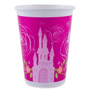 Disney Princess Plastic Castle Party Cup (Pack of 8) Pink/White (One Size)