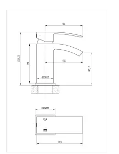 Keenware KBT-003 Belgravia Square Curved Monobloc Bathroom Basin Mixer Tap: Chrome