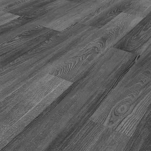 GoodHome Mambo Dark Grey Natural Wood effect Synchronic Click vinyl Plank Sample