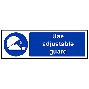 Use Adjustable Guard Machinery Sign - Rigid Plastic - 300x100mm (x3)