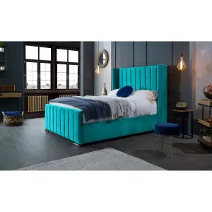 Meriso Plush Velvet Teal Bed Frame