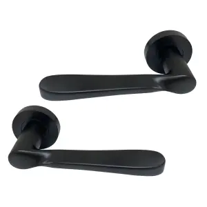 Intelligent Hardware - Internal Door Handle - Pair - Premium Lever on Round Rose - Calla - Black