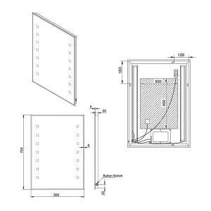 Rinse Bathrooms 700x500mm Illuminated LED Bathroom Mirror with Demister IP44