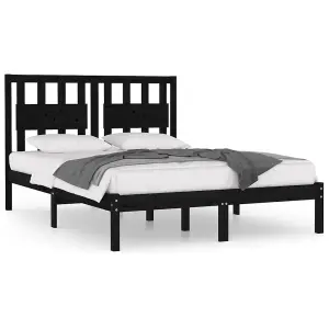 Berkfield Bed Frame Black Solid Wood Pine 140x200 cm