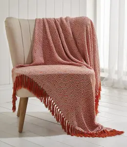 Ascot 100% Cotton Terracotta Throw 130 x 170cm