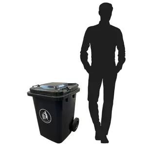 Express Wheelie Bins - Black/Grey Small Outdoor Wheelie Bin for Trash and Rubbish 80L with Rubber Wheels