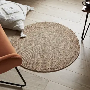 GoodHome Melua Natural Reversible Medium Rug, (L)80cm x (W)80cm