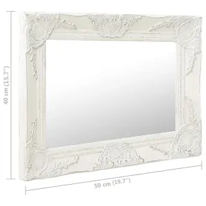 Berkfield Wall Mirror Baroque Style 50x40 cm White