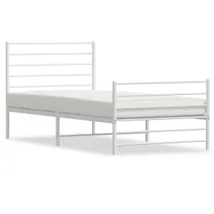 Berkfield Metal Bed Frame with Headboard and Footboard White 80x200 cm