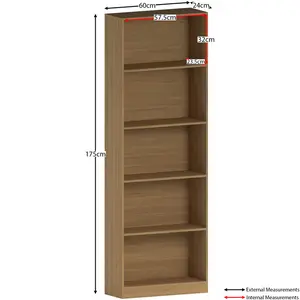 Ronald Bookcase Oak / 175 cm H x 60 cm W