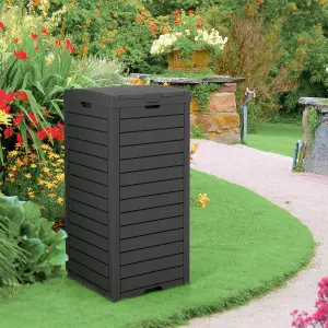 Costway Outdoor Trash Waste Bin 140 L Large Trash Bin with Lid & Pull-out Liquid Tray