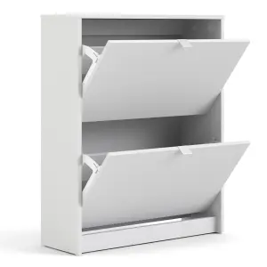 Shoes Shoe cabinet  w. 2 tilting doors and 2 layers White