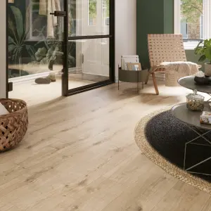 GoodHome Rowley Wood effect Laminate Flooring Sample