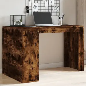 Berkfield Office Desk Smoked Oak 123.5x73.5x75 cm Engineered Wood