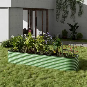 Light Green Oval Garden Three-grid Flower Bed Metal Raised Planter Box Outdoor Raised Garden Bed Kit 320cm W