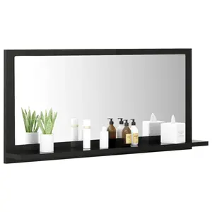 Dorlene Framed Wall Mounted Bathroom Mirror High Gloss Black / 80 cm