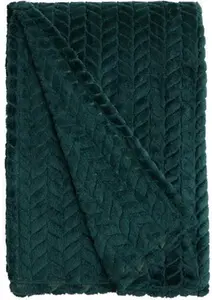 Dunelm Amelia Recycled Throw Blanket, 200cm X 200Cm, Mid Century, Bottle Green